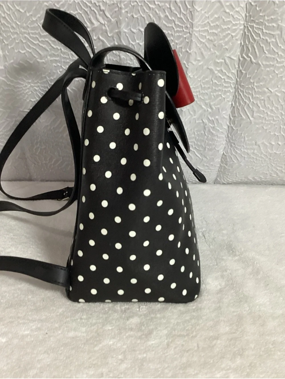 Disney Kate Spade Minnie Mouse Black & White Polka Dot Backpack EUC Retail $359
